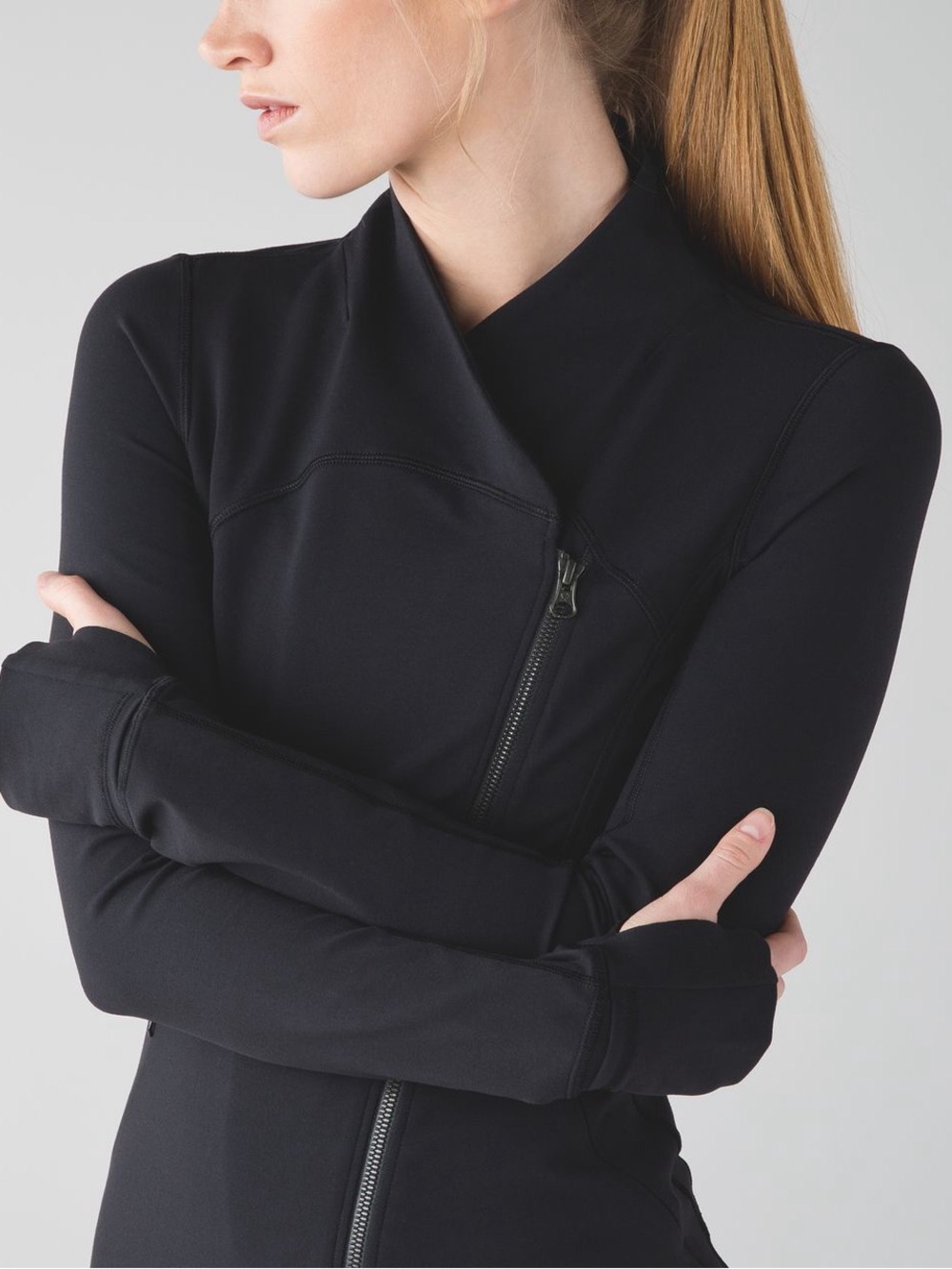 LULULEMON PRECISION Black Asymmetric Zip Athletic Jacket ASYMMETRICAL ZIP 4